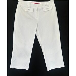 Vintage‎ Oscar De La Renta Pants Womens 6P White Textured Straight Relaxed Fit
